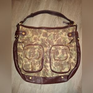 B. Makowsky Brown and Gold Camouflage Bag